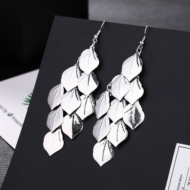 Wholesale Fashion Metal Exaggerated Tassel Long Earrings
